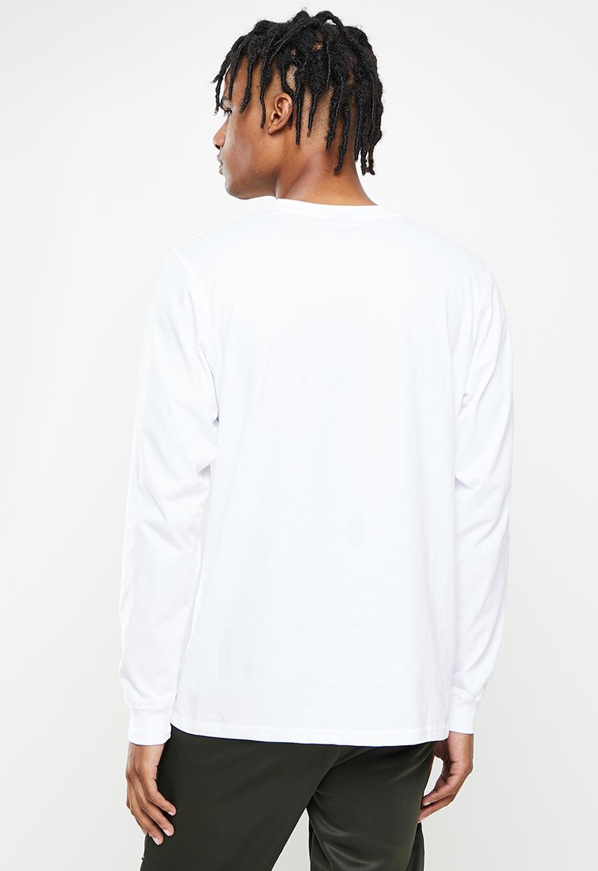 Cutty - Mens regular fit basic v-neck long sleeve t-shirt - white