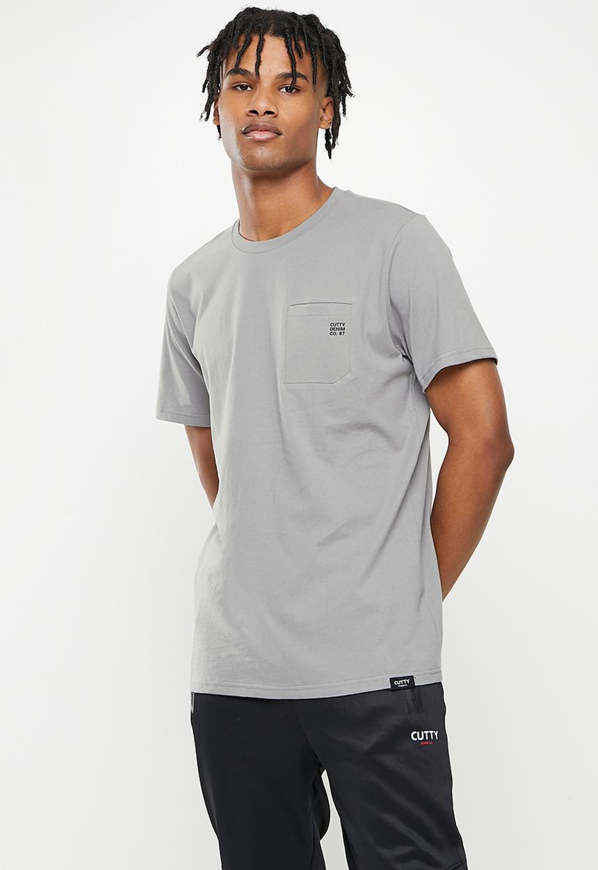 Cutty - Mens regular fit crew neck pocket T-shirt - grey