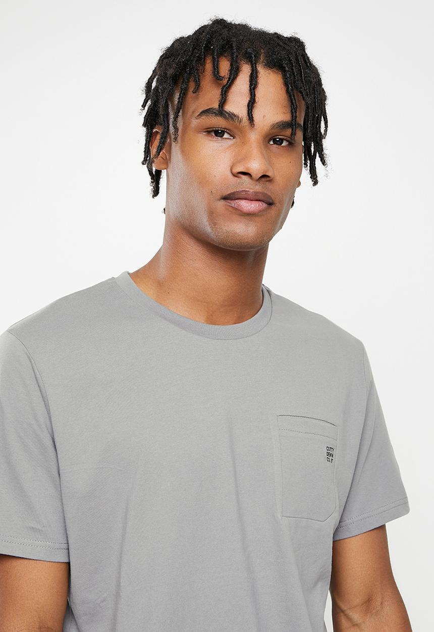 Cutty - Mens regular fit crew neck pocket T-shirt - grey