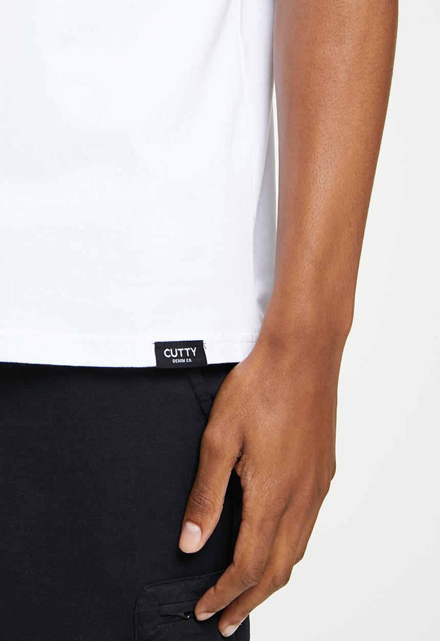 Cutty - Mens regular fit basic vneck t-shirt - white