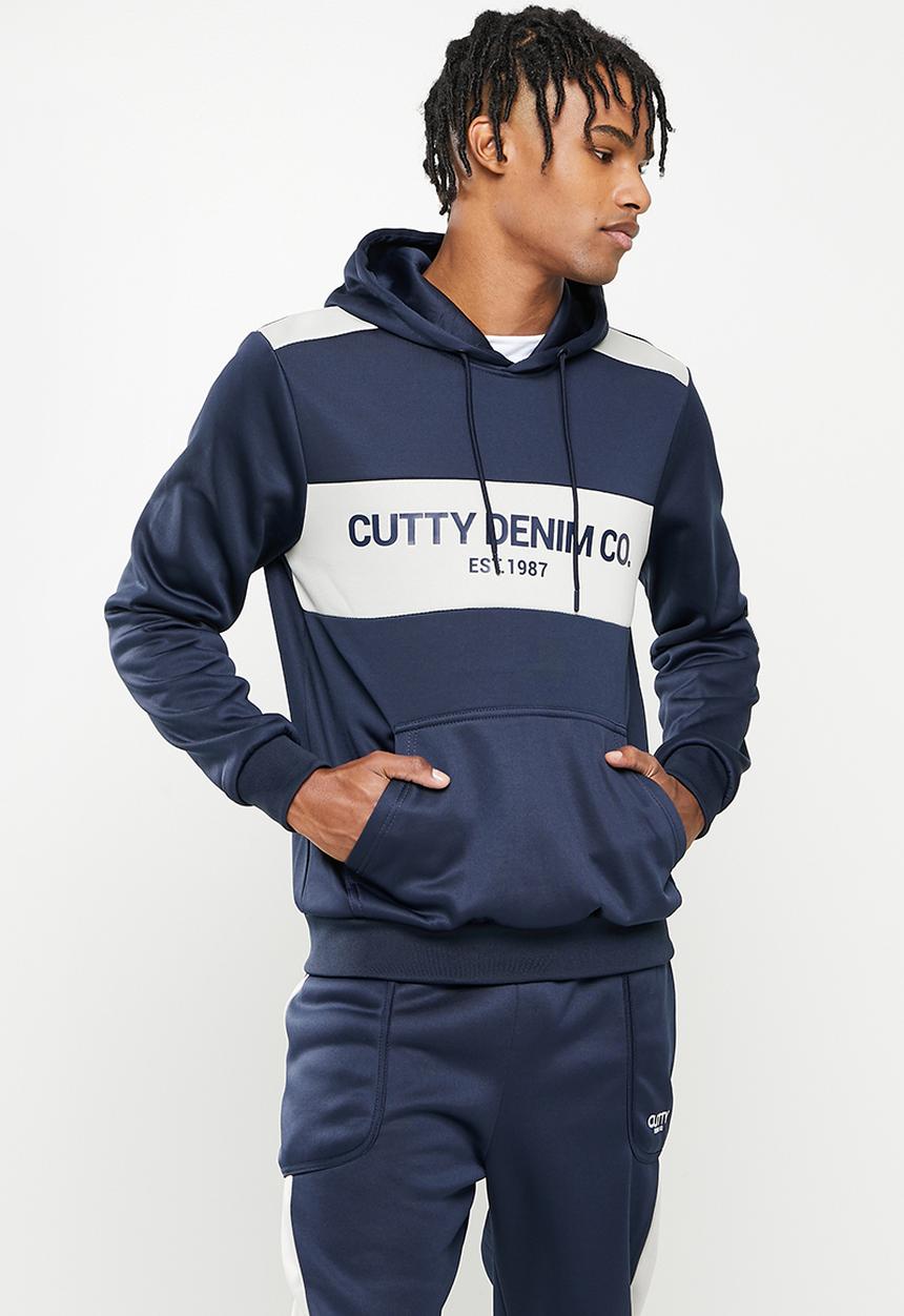 Cutty - Tucker chest block hooded sweater - navy 