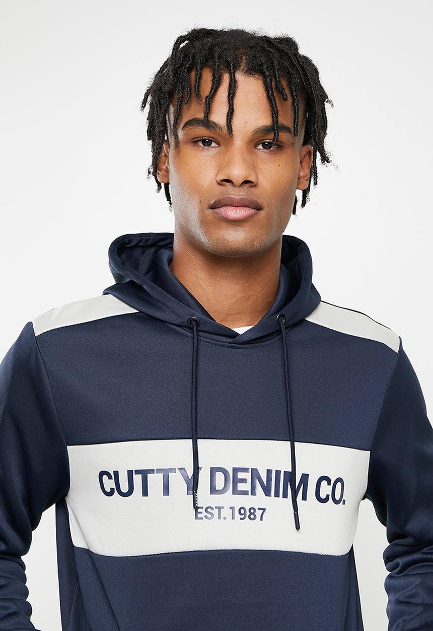 Cutty - Tucker chest block hooded sweater - navy 