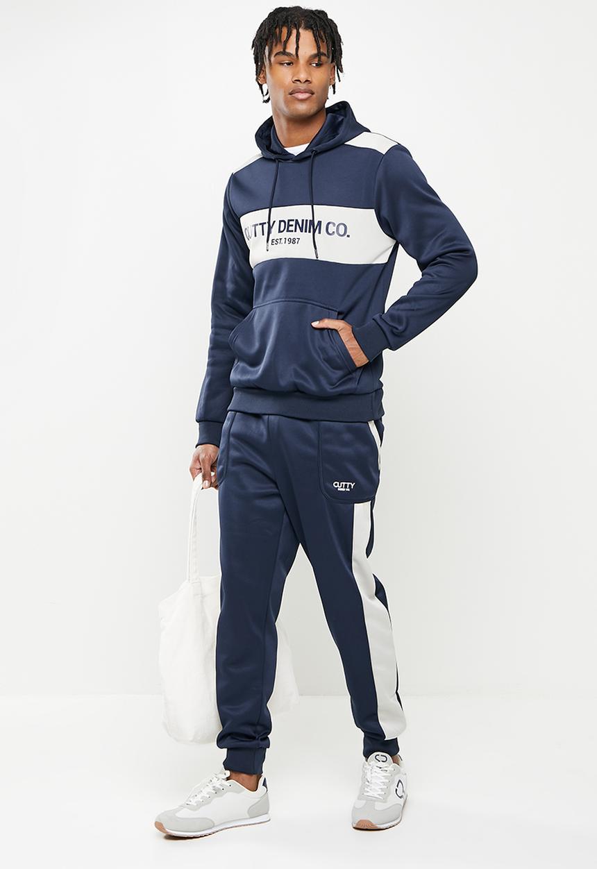 Cutty - Tucker chest block hooded sweater - navy 
