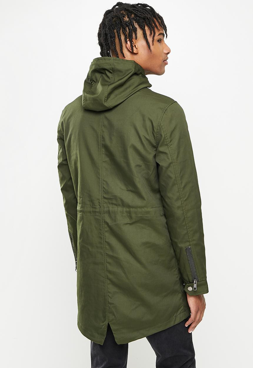 Cutty - Mens cotton fish tail bonded jacket - fatigue