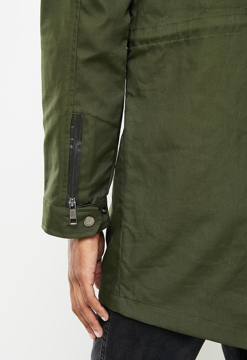 Cutty - Mens cotton fish tail bonded jacket - fatigue