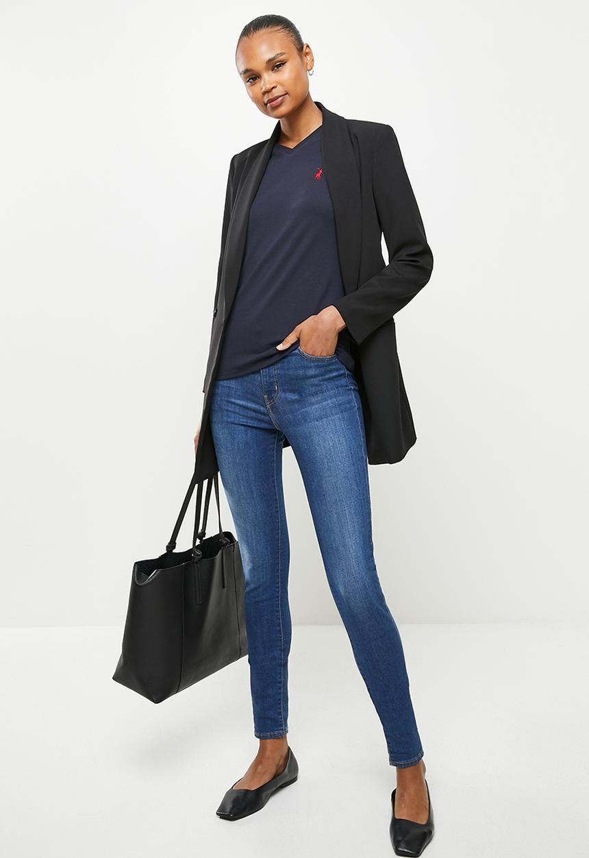 POLO - Wmn kelly short sleeve v-neck stretch t-shirt - navy