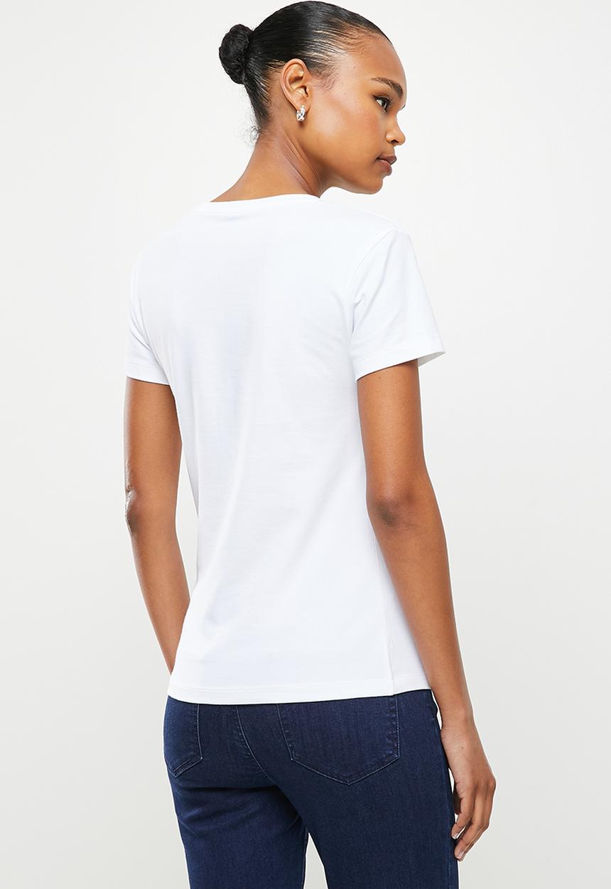 POLO - Wmn kelly short sleeve v-neck stretch t-shirt - white