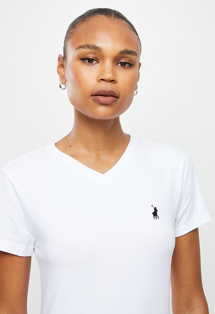 POLO - Wmn kelly short sleeve v-neck stretch t-shirt - white