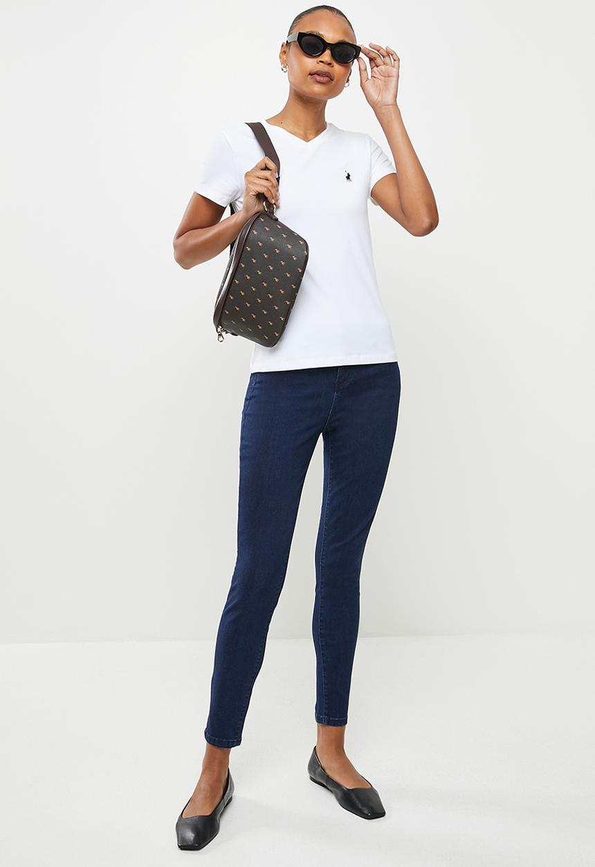 POLO - Wmn kelly short sleeve v-neck stretch t-shirt - white