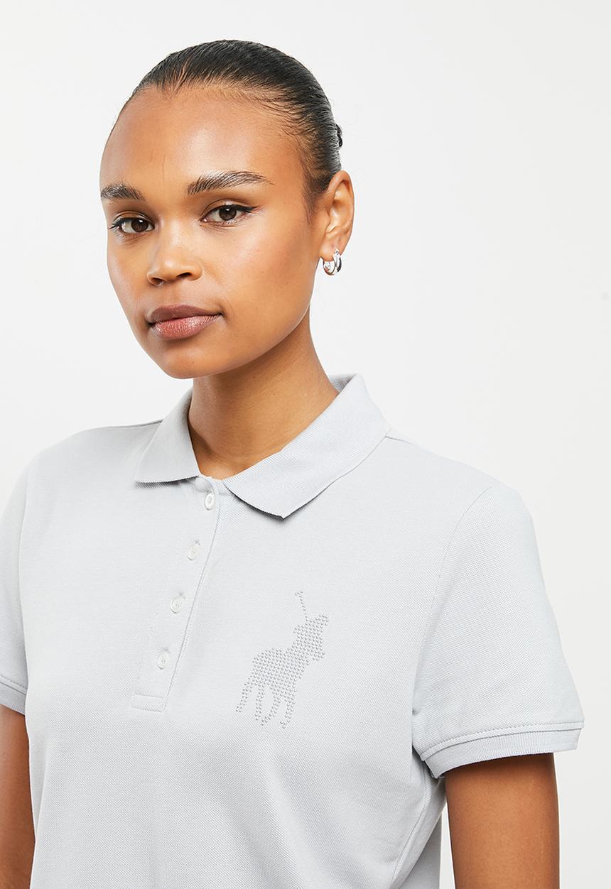 POLO - Wmn short sleeve nailhead golfer - grey