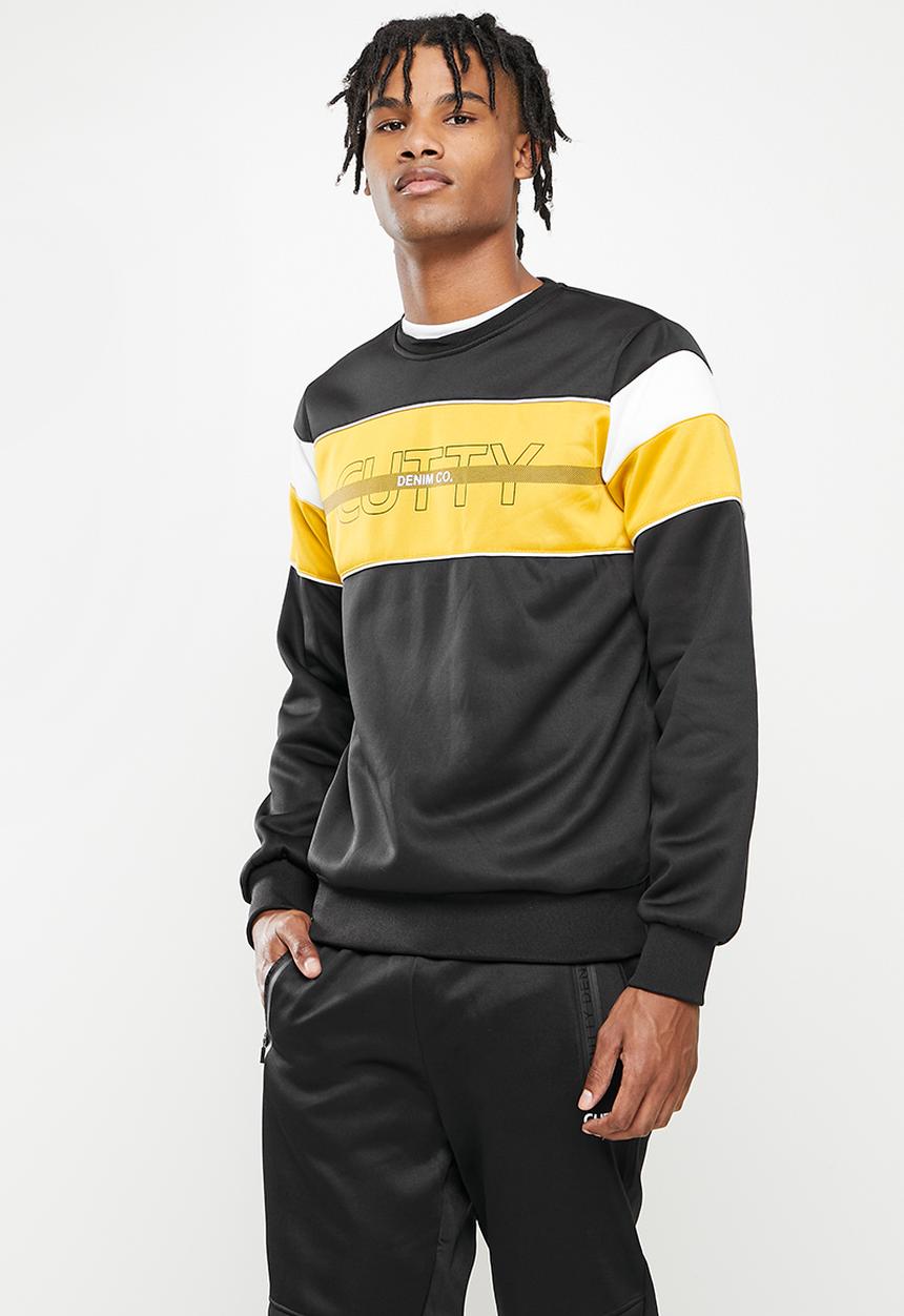 Cutty - Wright chest blocked luxe sweatshirt - black