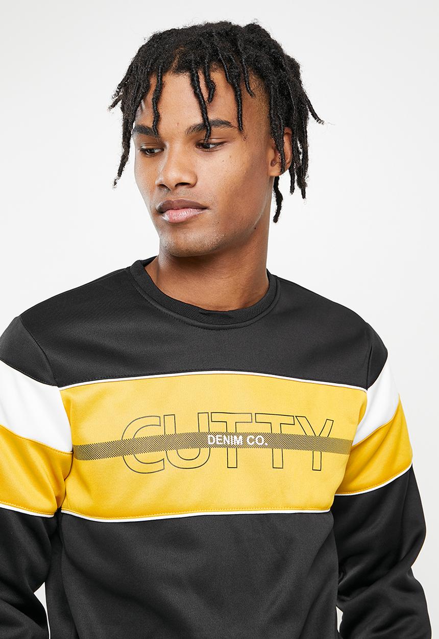 Cutty - Wright chest blocked luxe sweatshirt - black