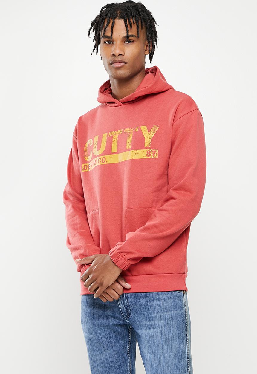 Cutty - Mens regular fit hooded sweater - watermelon