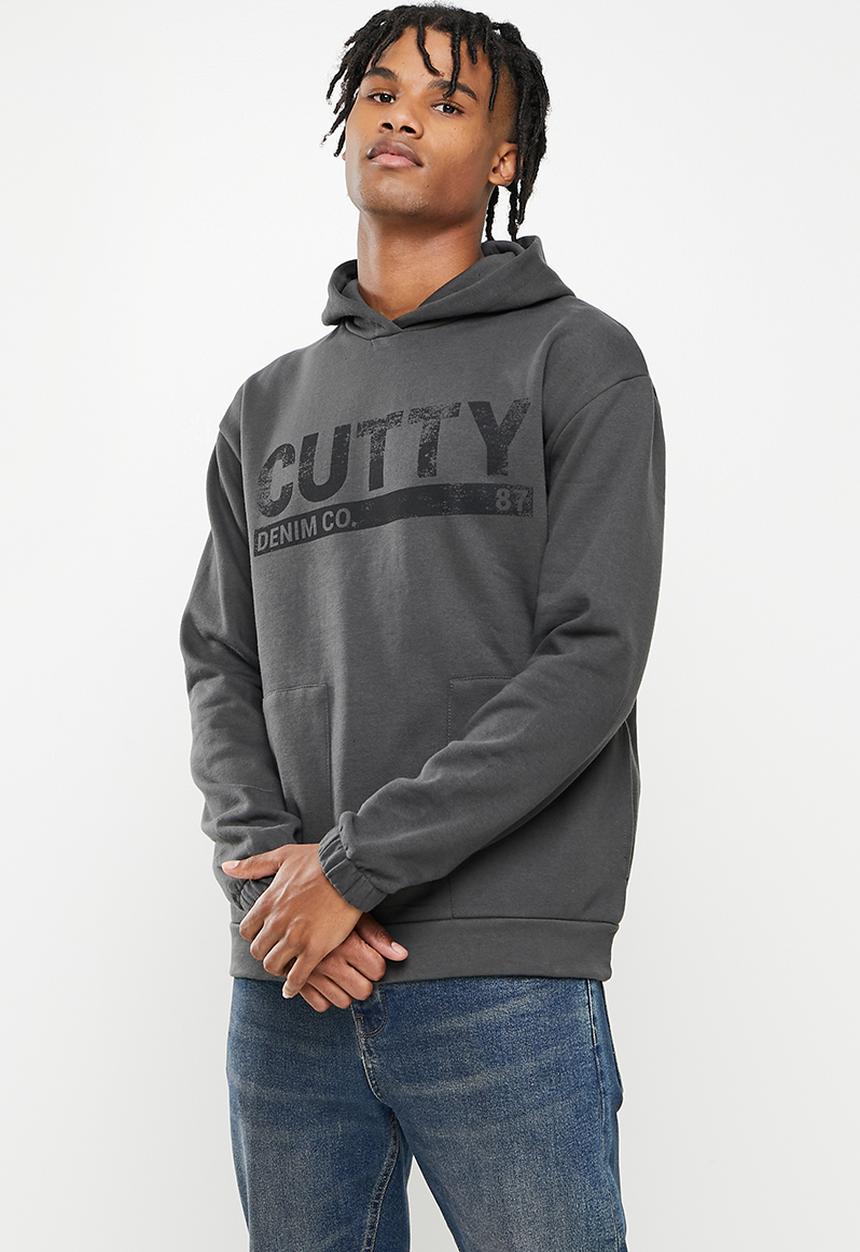 Cutty - Mens regular fit hooded sweater - charcoal