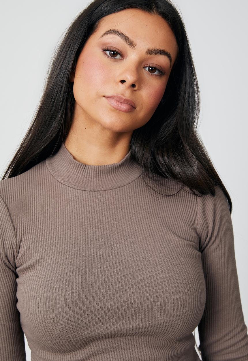 Factorie - Mock neck long sleeve - burnt iron