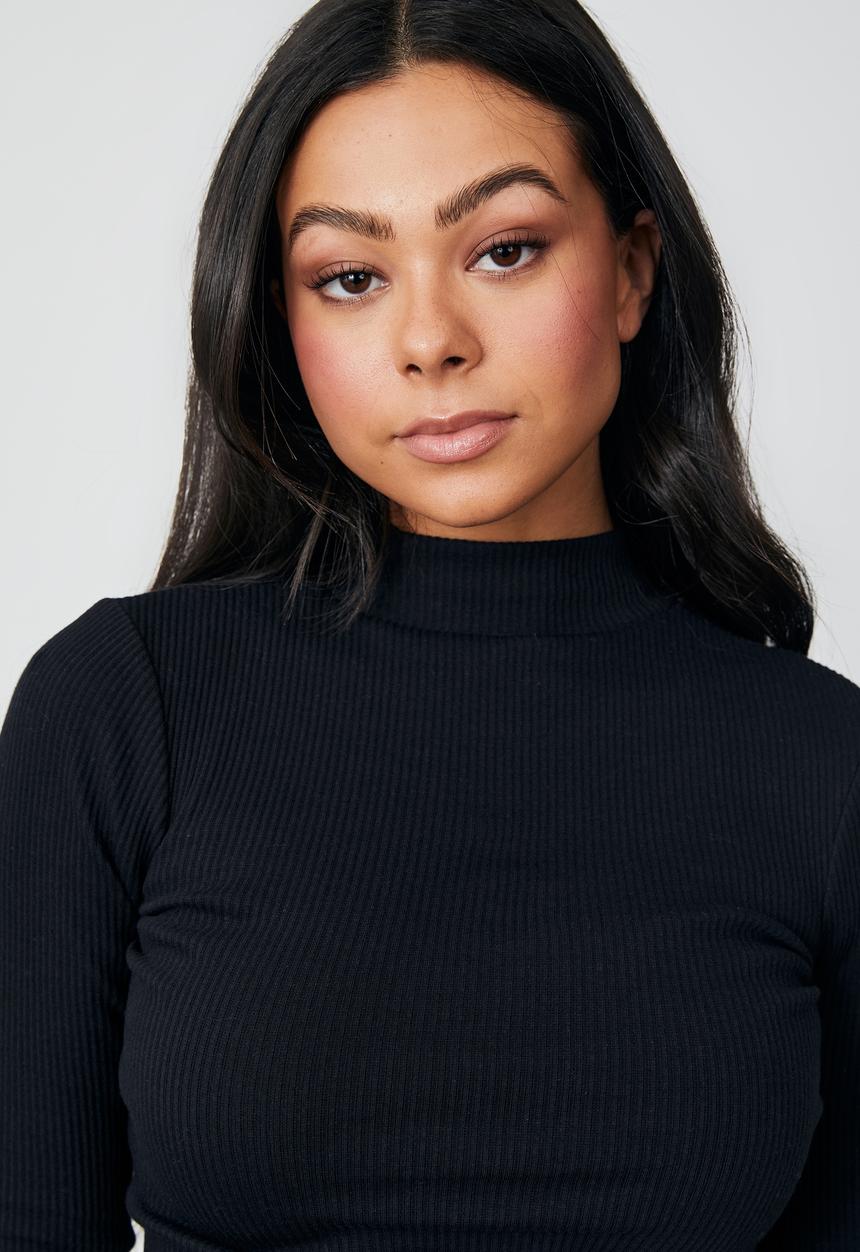 Factorie - Mock neck long sleeve - black