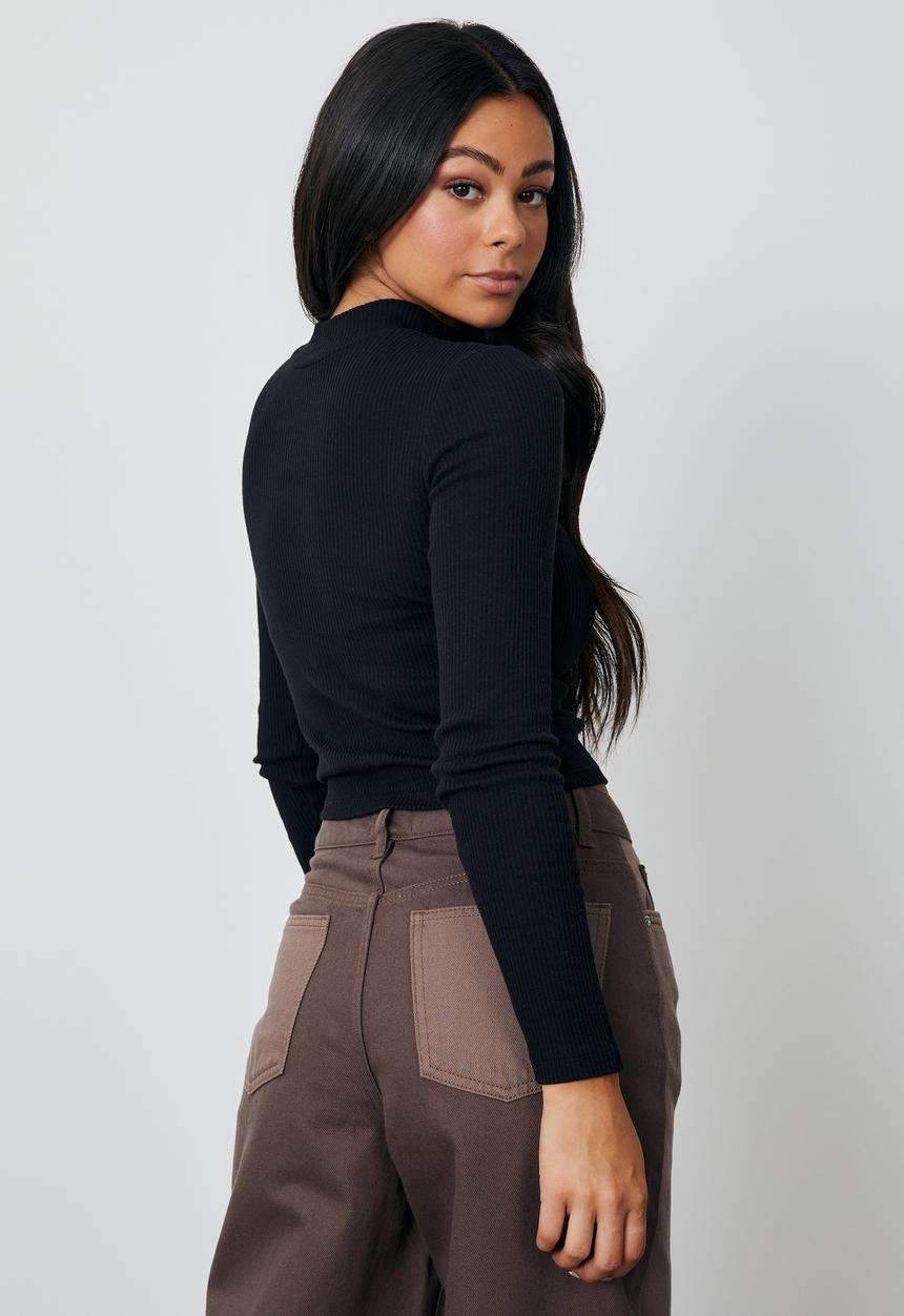 Factorie - Mock neck long sleeve - black