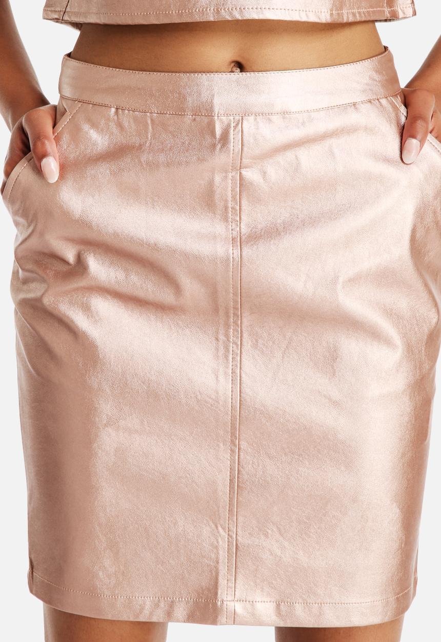 Neon Rose - Metallic PU Skirt