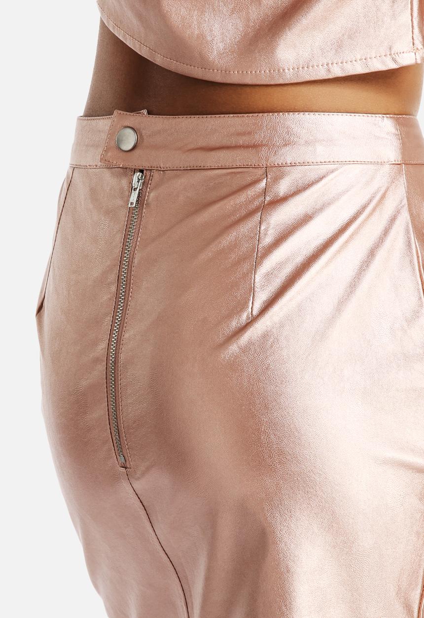 Neon Rose - Metallic PU Skirt
