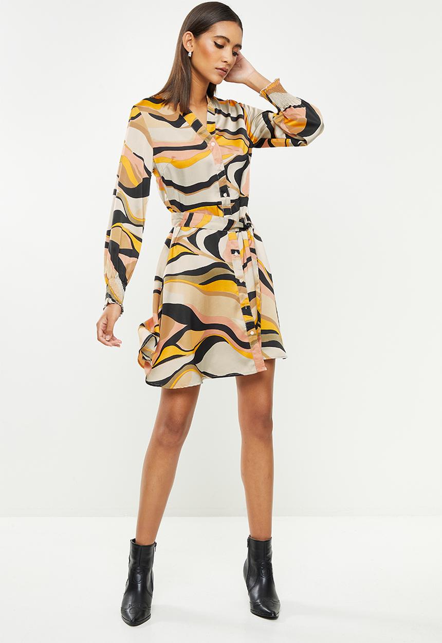 Stella Morgan - Printed shirt dress - multi beige