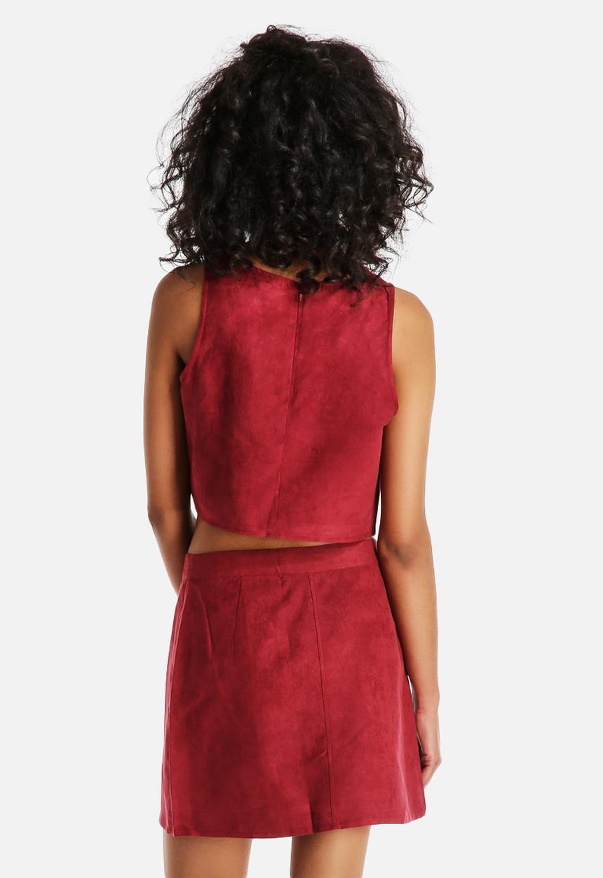 Neon Rose - Sangria Suede Crop