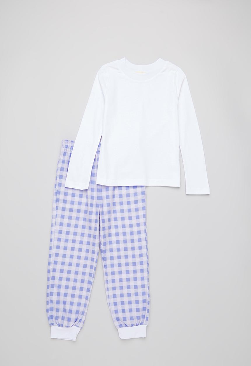 Superbalist Kids - Flannel pj set - white & purple 