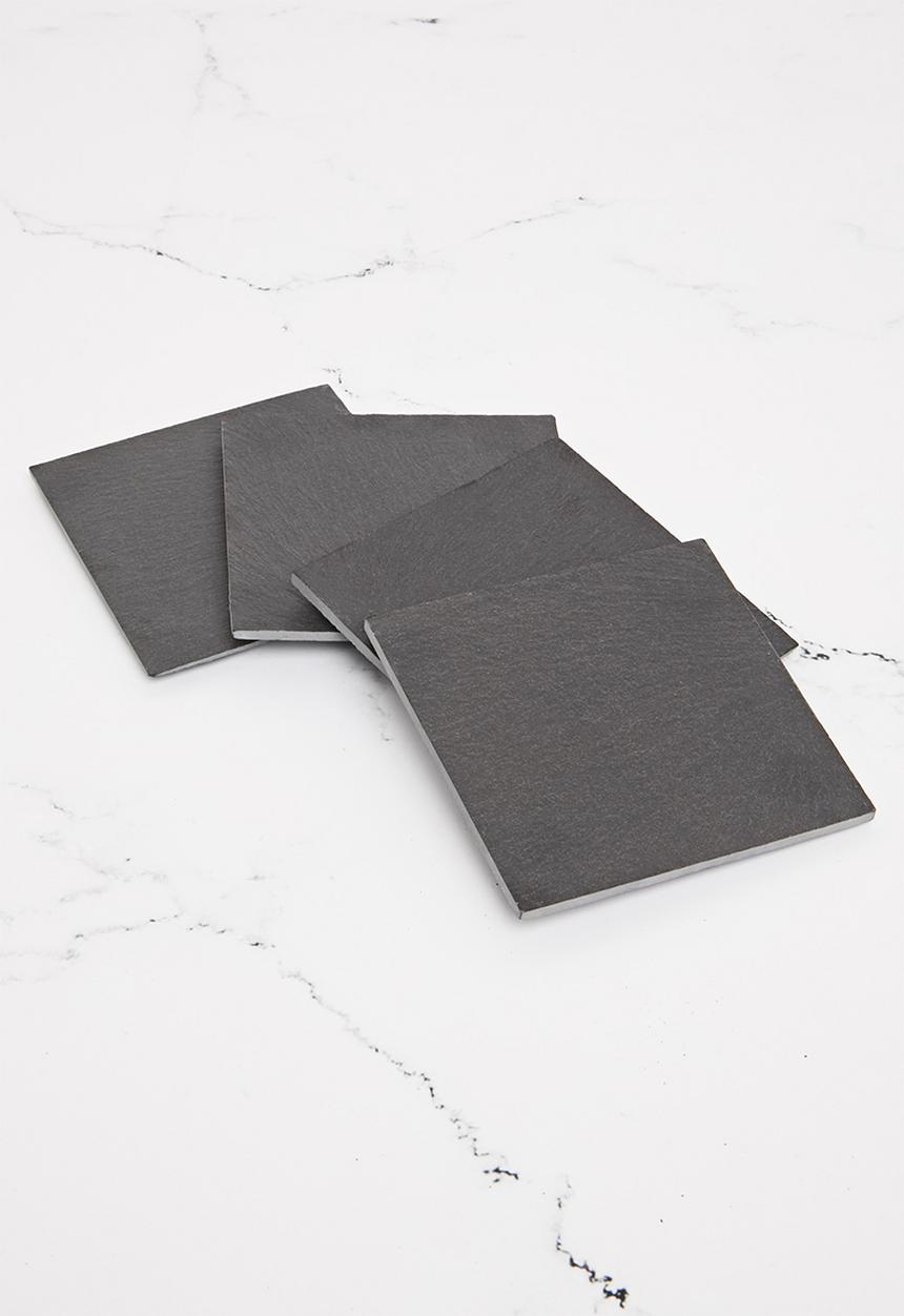 Excellent Houseware - Square coasters set of 4 - slate 