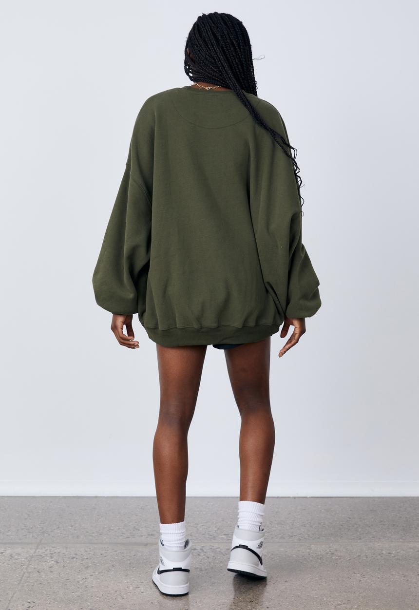 Factorie - Slouchy premium graphic crew - olive night/brooklyn athletic