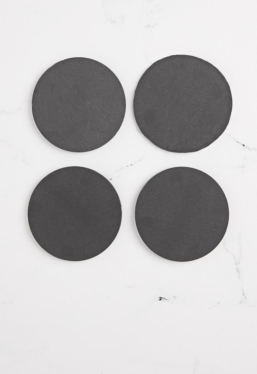 Excellent Houseware - Round coasters set of 4 - slate 