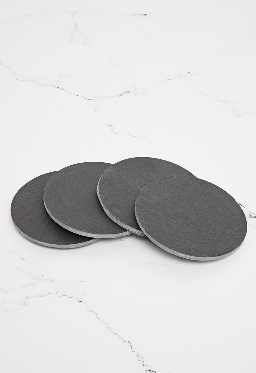 Excellent Houseware - Round coasters set of 4 - slate 