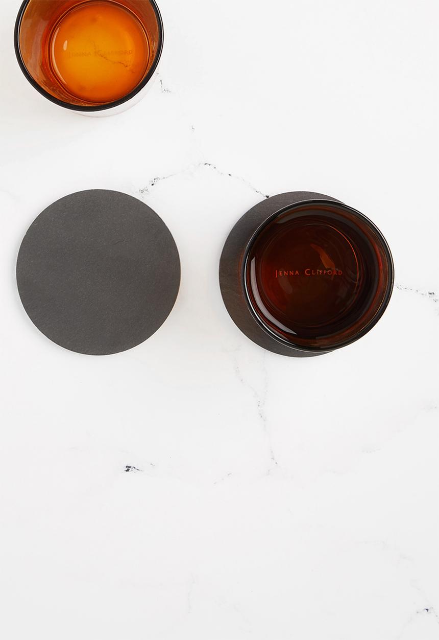 Excellent Houseware - Round coasters set of 4 - slate 