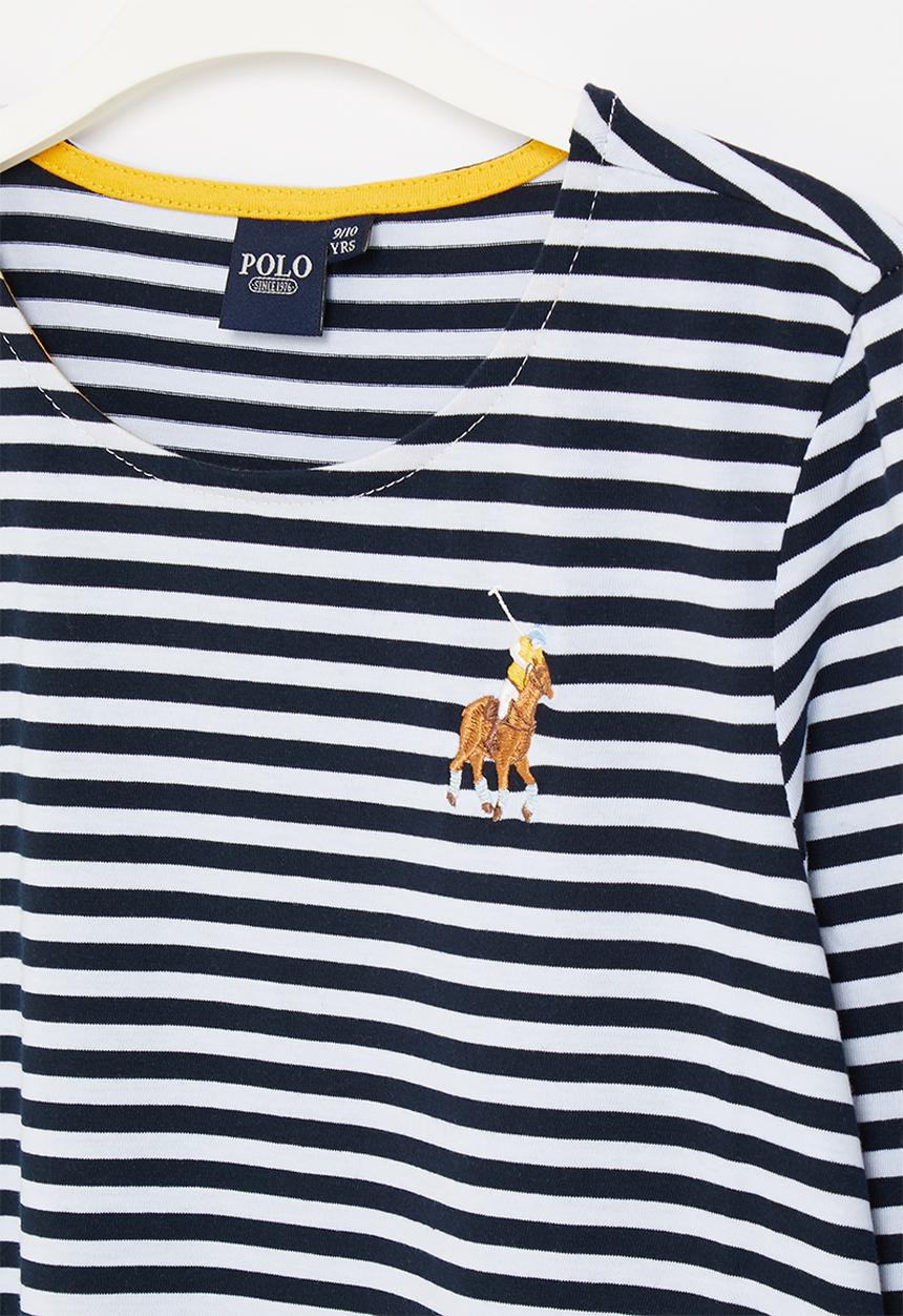 POLO - Girls striped long sleeve dress - navy