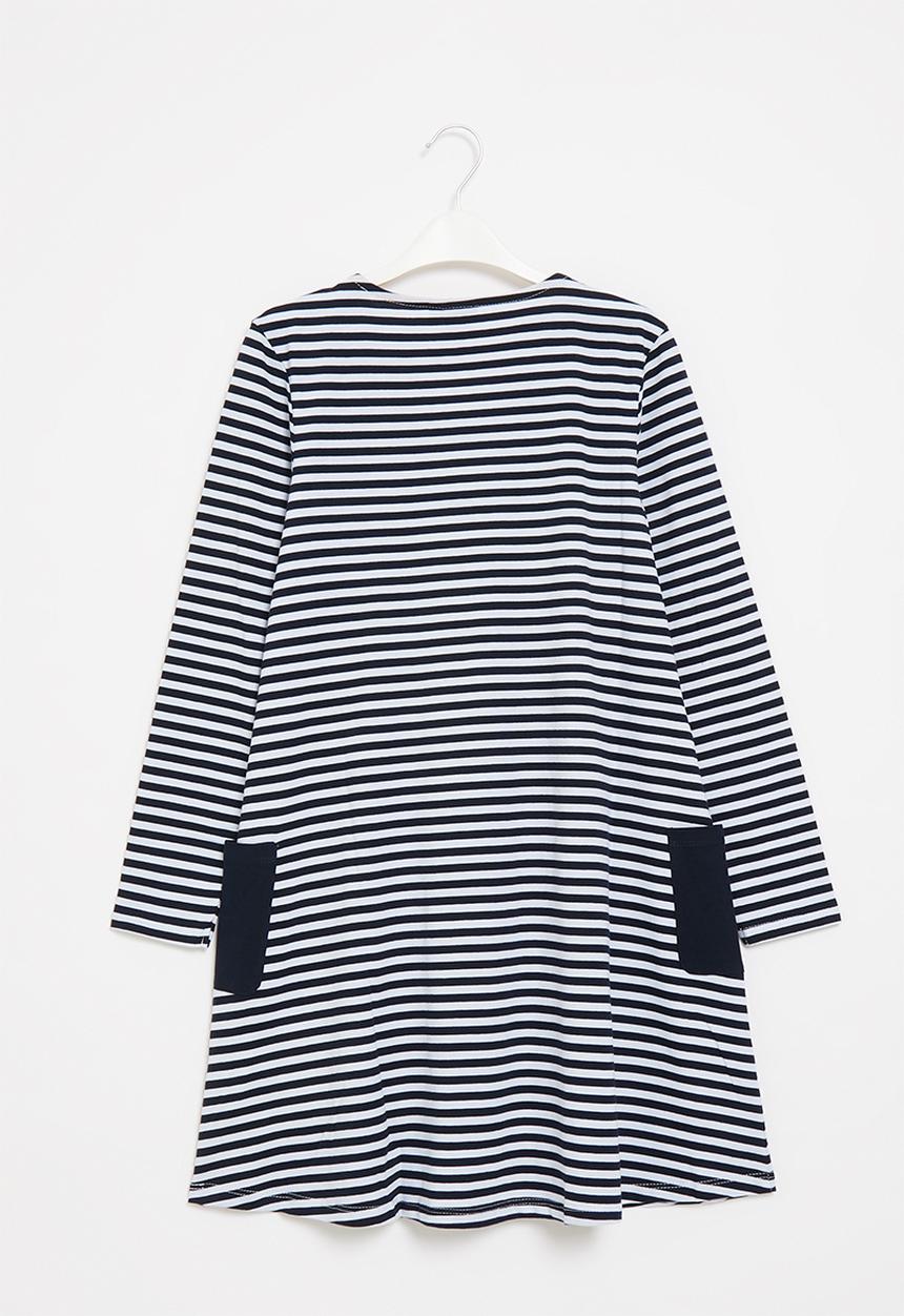 POLO - Girls striped long sleeve dress - navy