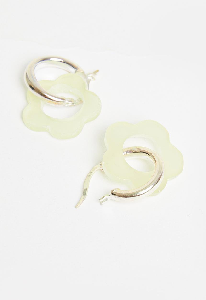 Pina Jewels - Glow in the dark hoops - green & silver 