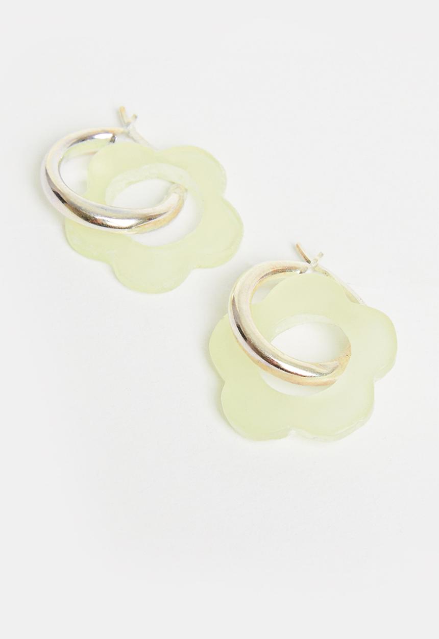 Pina Jewels - Glow in the dark hoops - green & silver 