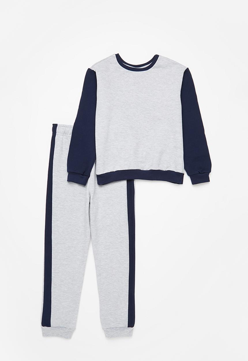 Pop Candy - Boys colour block set - grey & navy