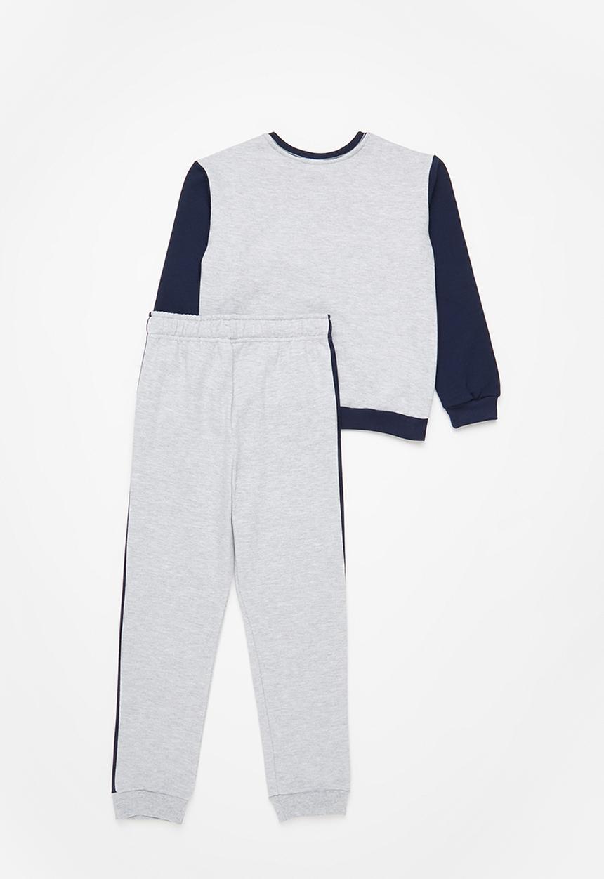 Pop Candy - Boys colour block set - grey & navy