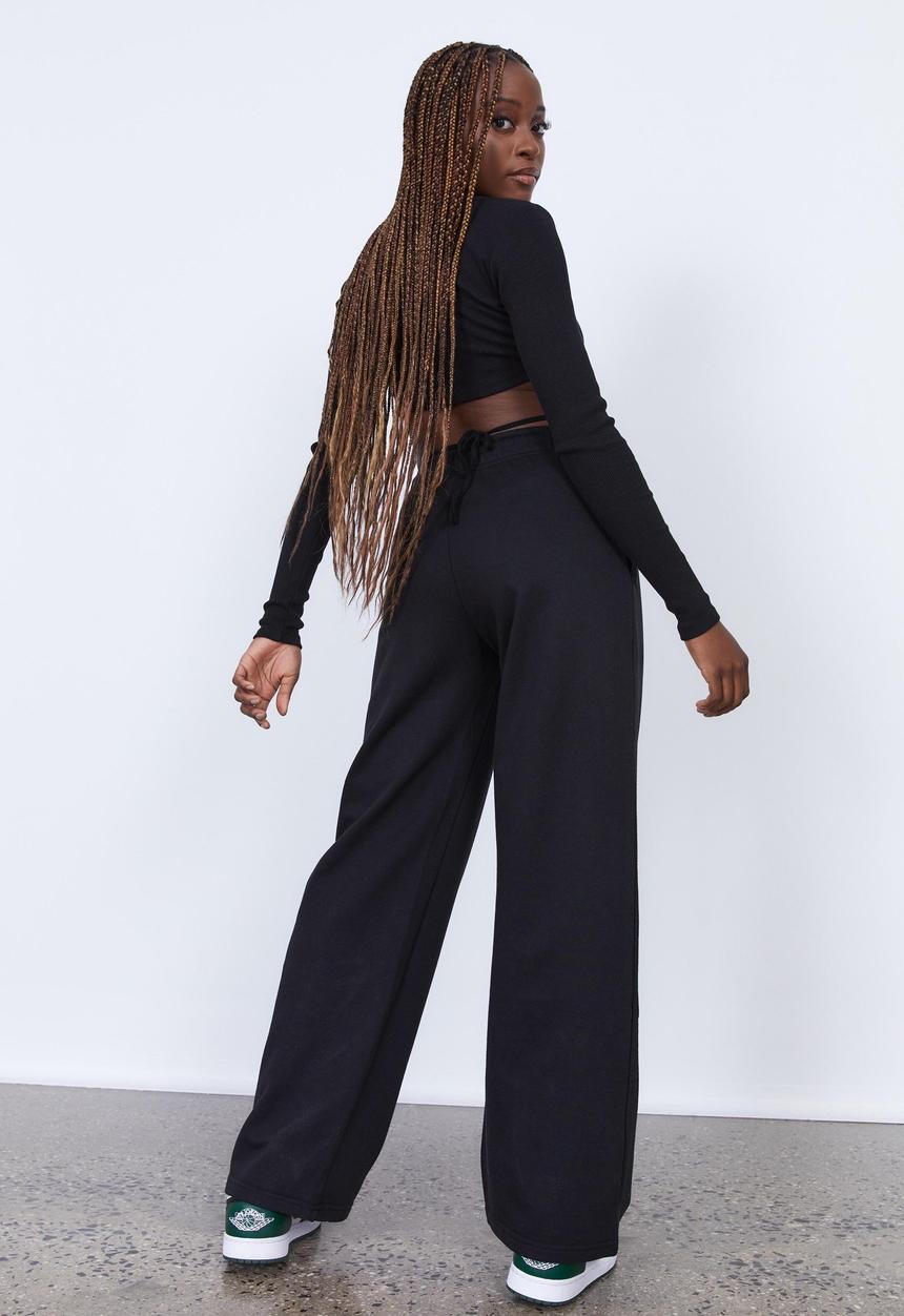 Factorie - Wide leg trackpant - black