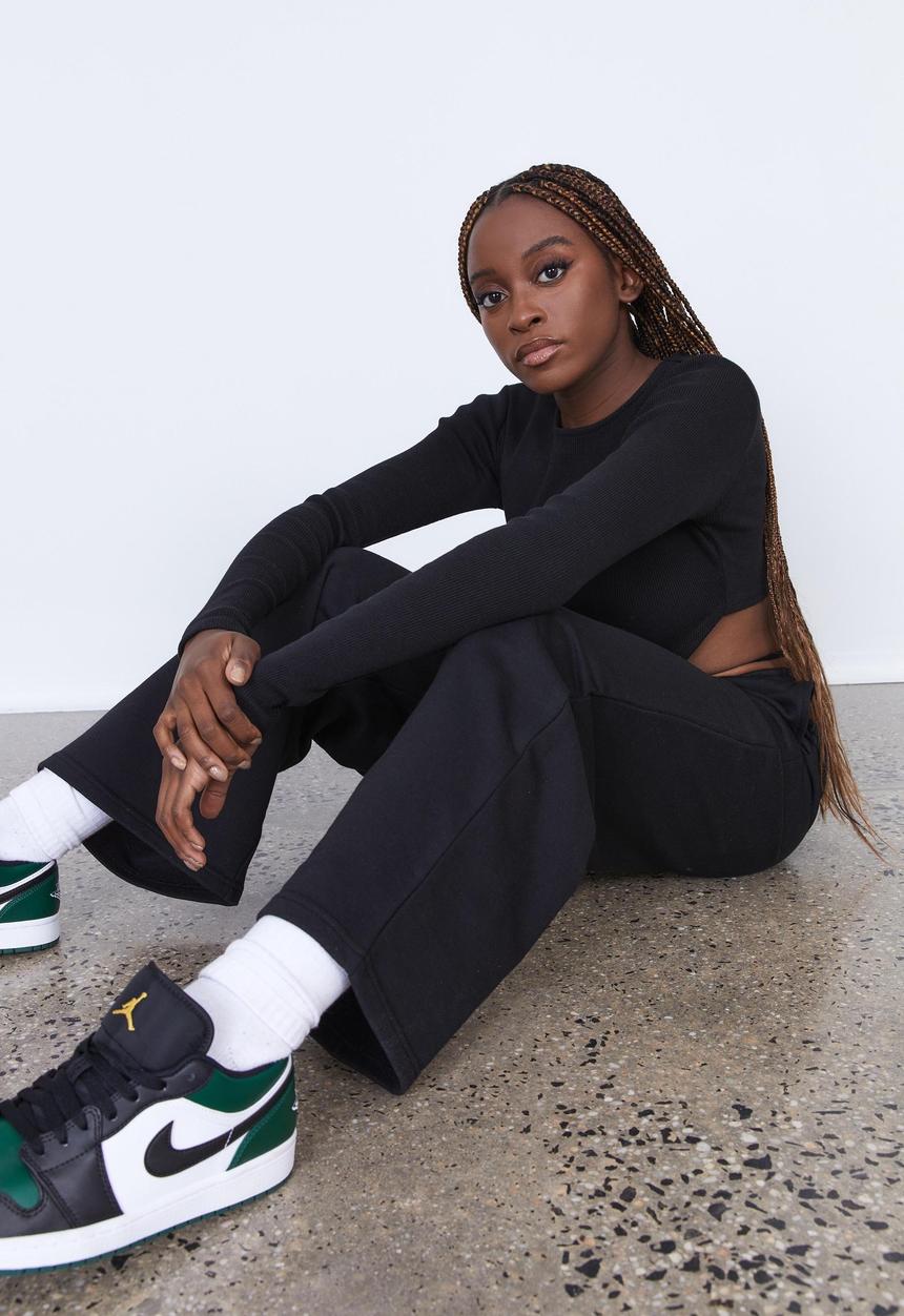 Factorie - Wide leg trackpant - black
