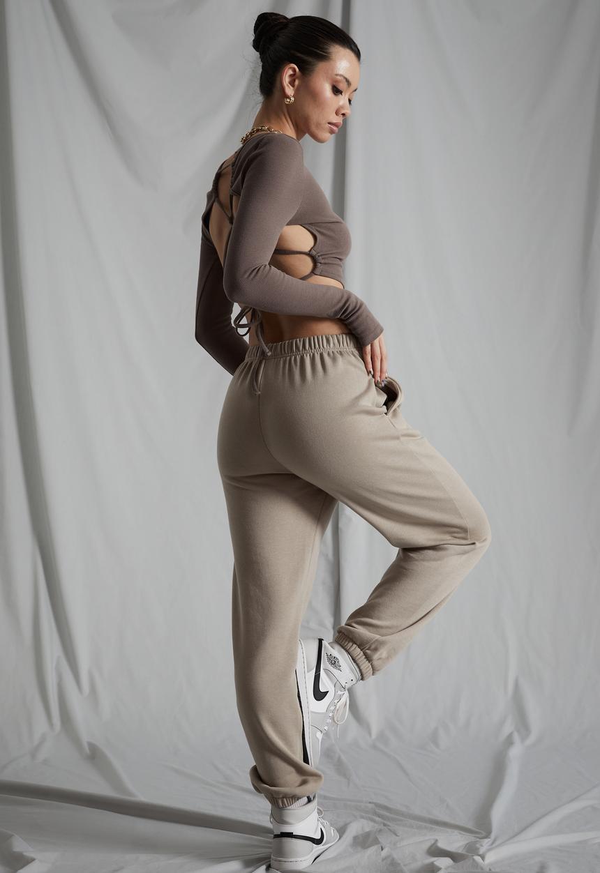 Factorie - Super slouchy trackpant - brown mushroom