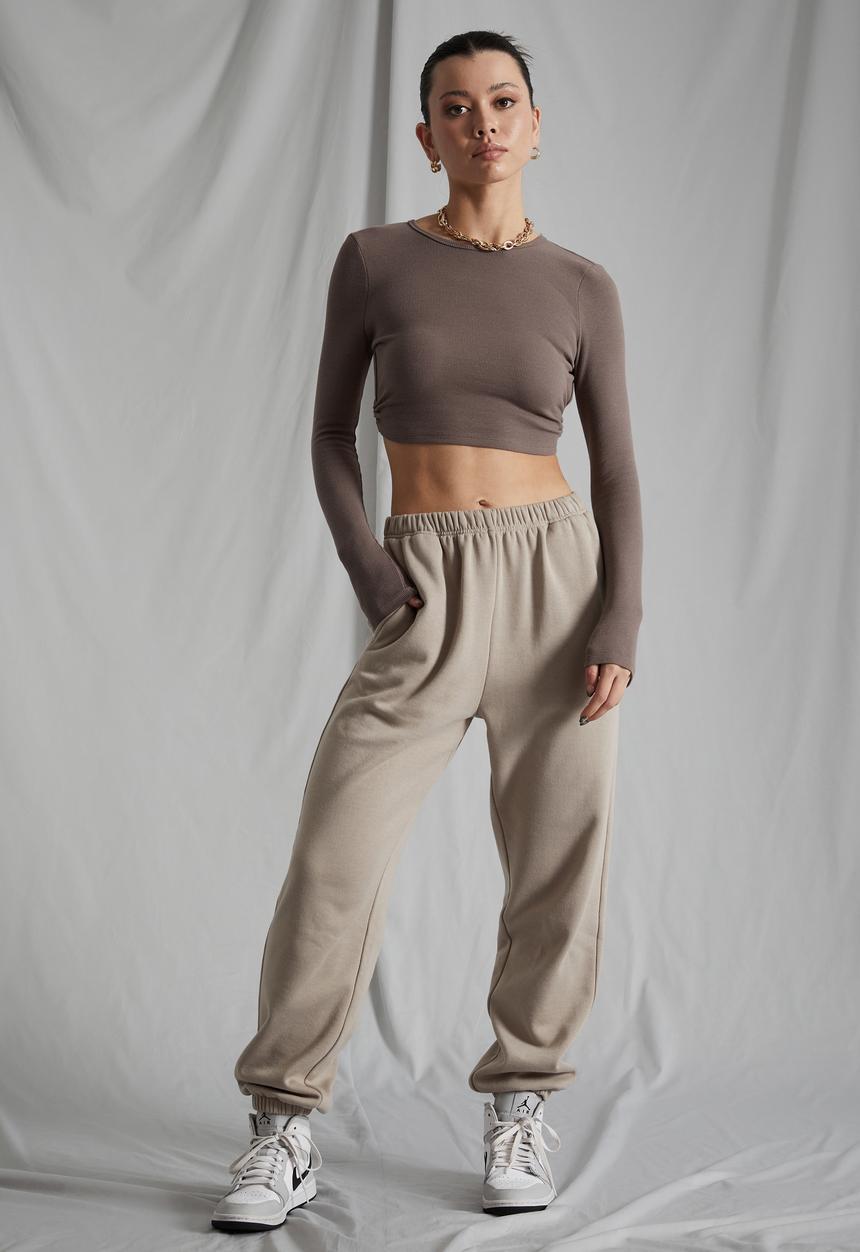 Factorie - Super slouchy trackpant - brown mushroom