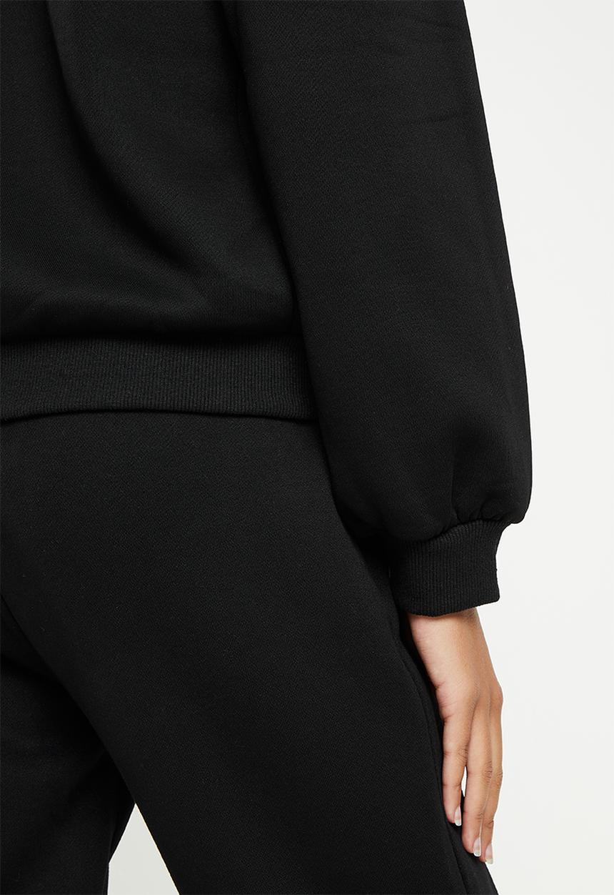 SISSY BOY - Crew neck long sleeve sweater with mixed prints and bling logo - black