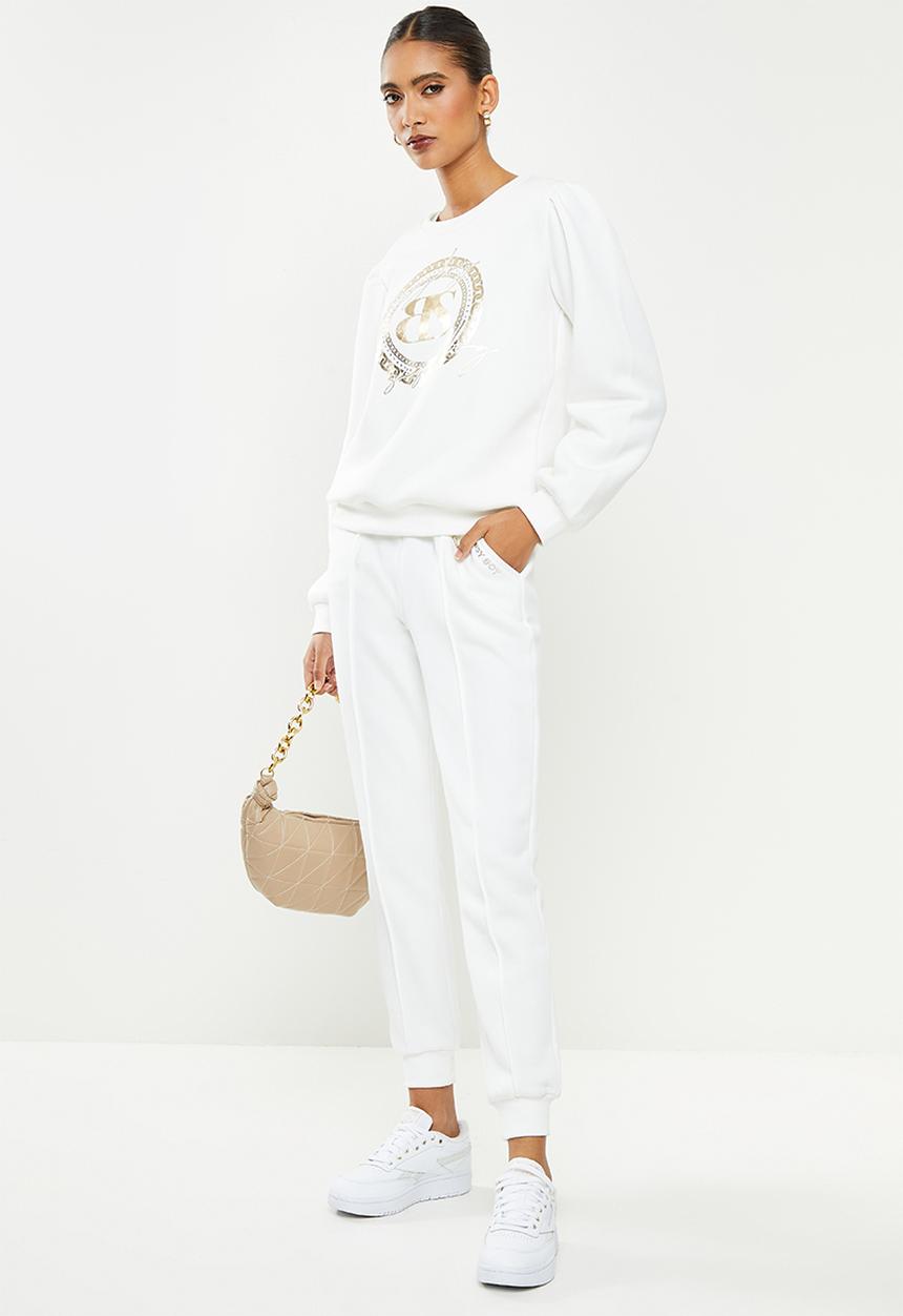 SISSY BOY - Sweatpants with drawstring waist and bling logo - white