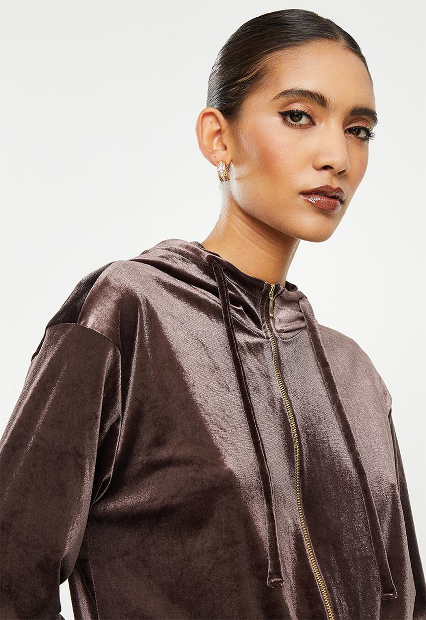 SISSY BOY - Velvet jumpsuit with embroidery - chocolate