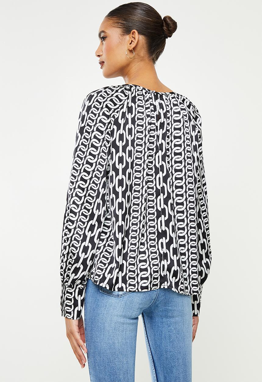 SISSY BOY - High neck blouse - black & off white