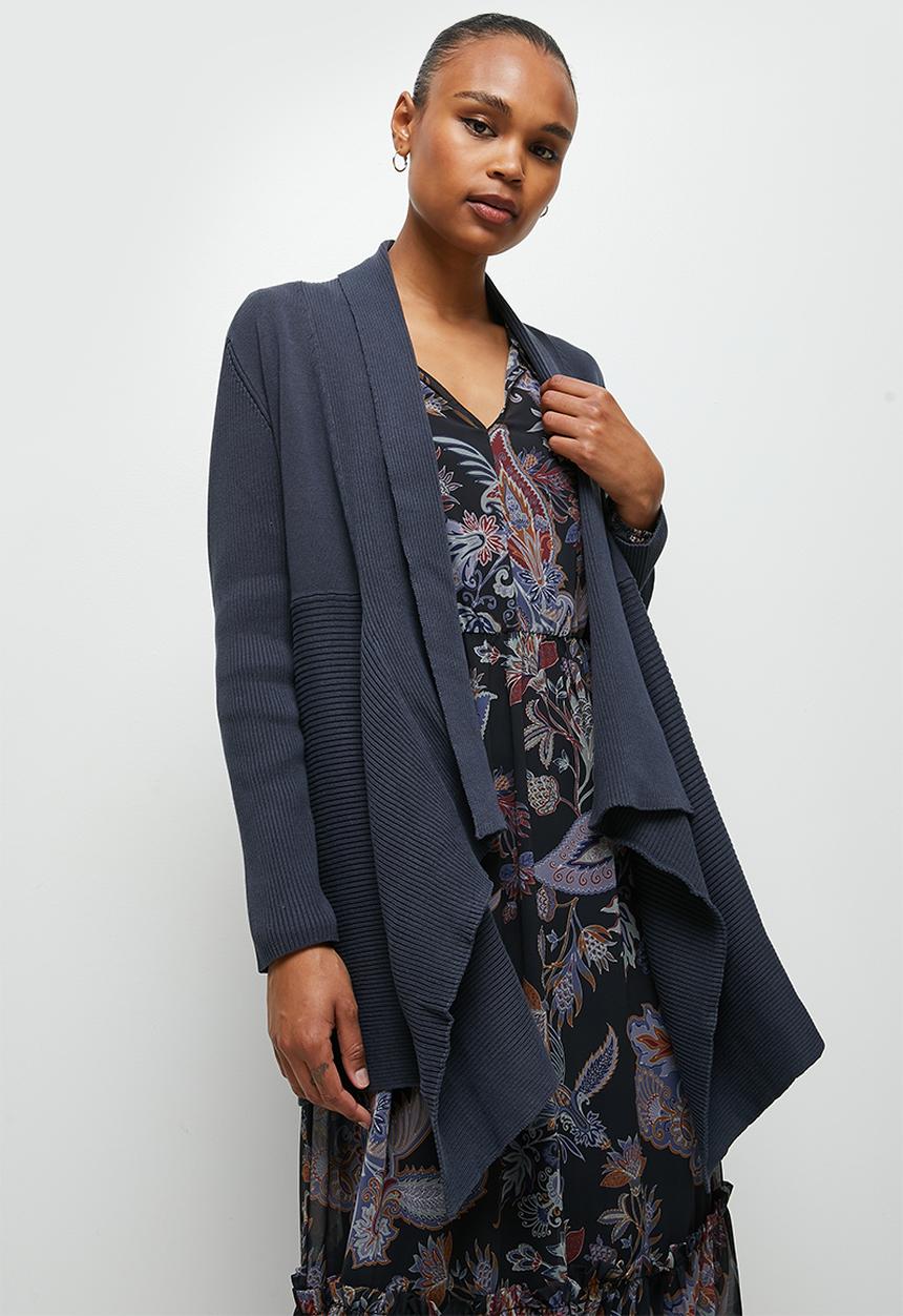 edit - Shaped waterfall cardigan - dark grey