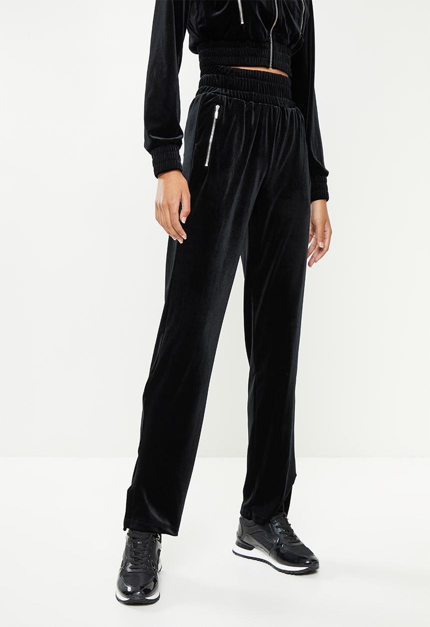 SISSY BOY - Velvet tracksuit pant embroidery - jet black