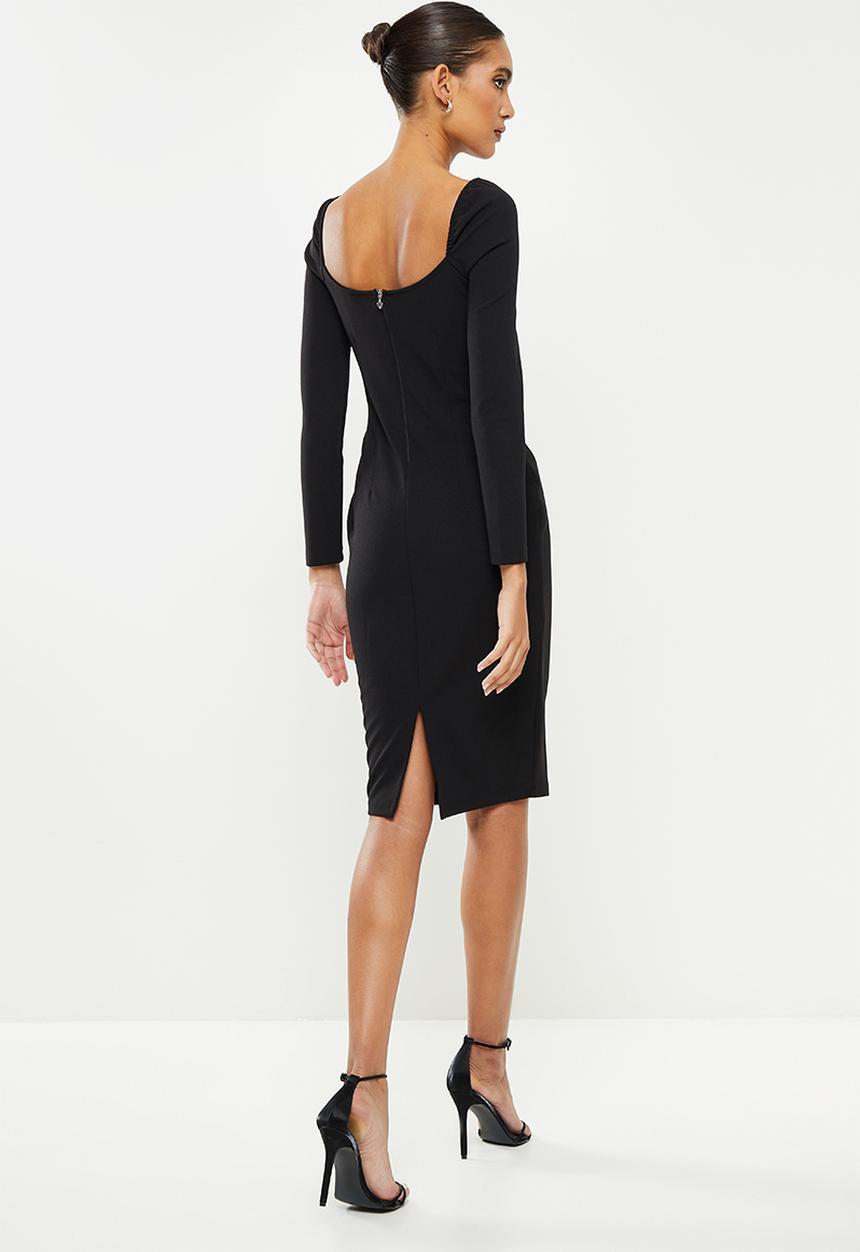 SISSY BOY - Long sleeve scuba crepe midi dress - black