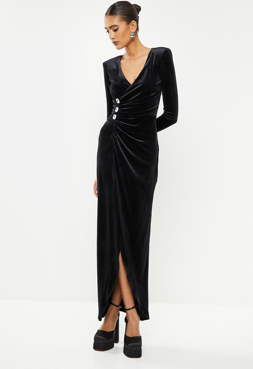 SISSY BOY - Wrap velvet maxi - jet black