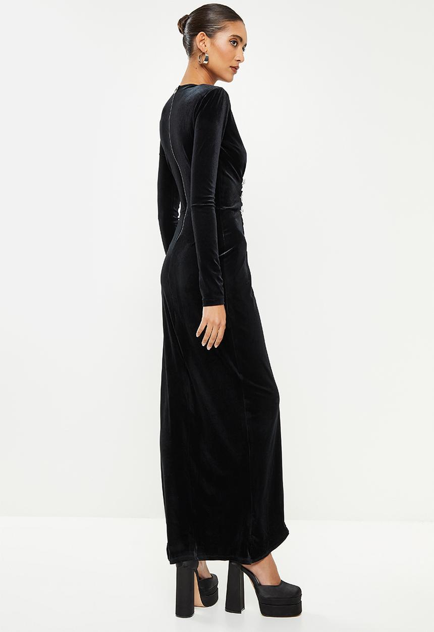 SISSY BOY - Wrap velvet maxi - jet black